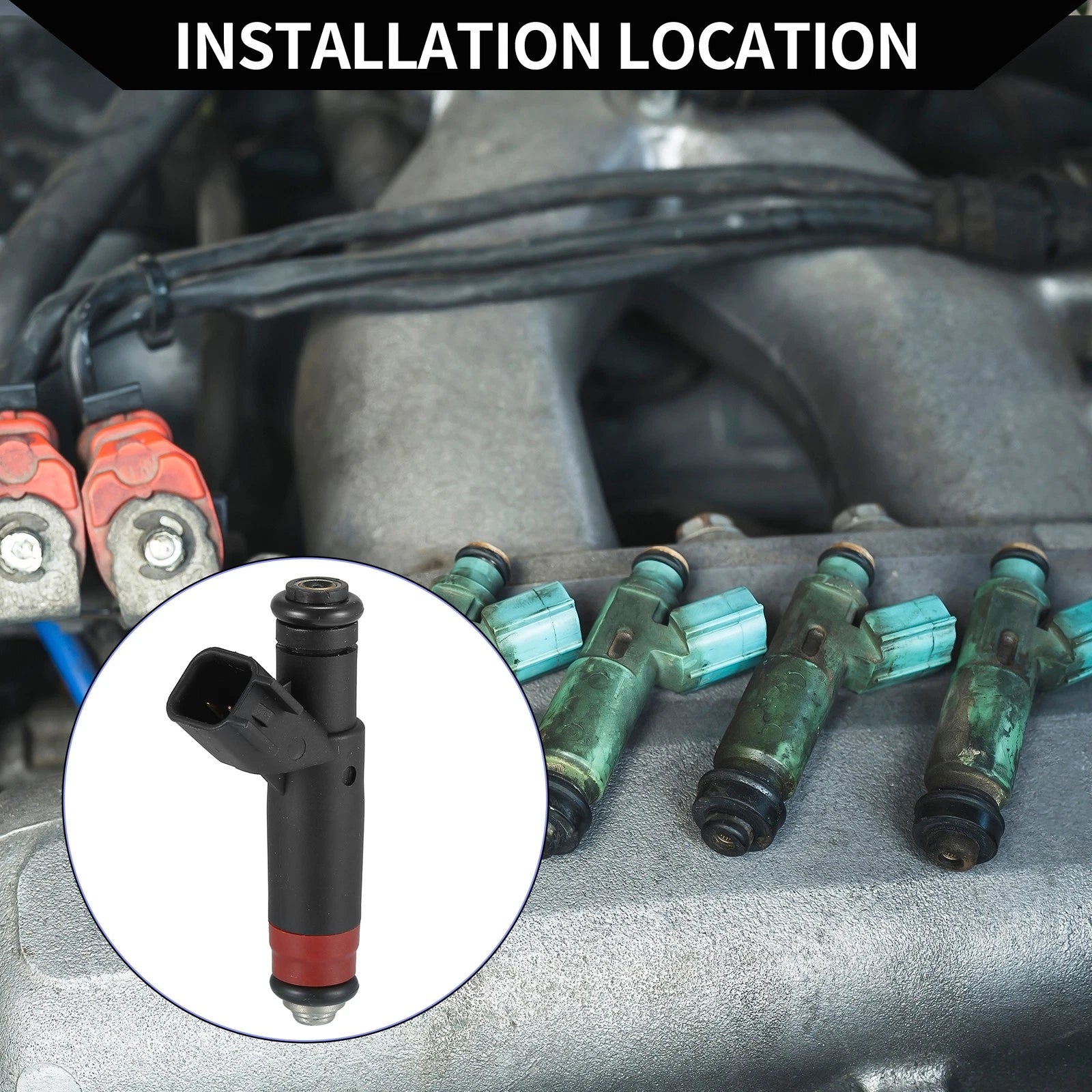 Fuel Injector No. 53032145AA for Dodge Ram 1500 (2002–2003) 4.7L Black