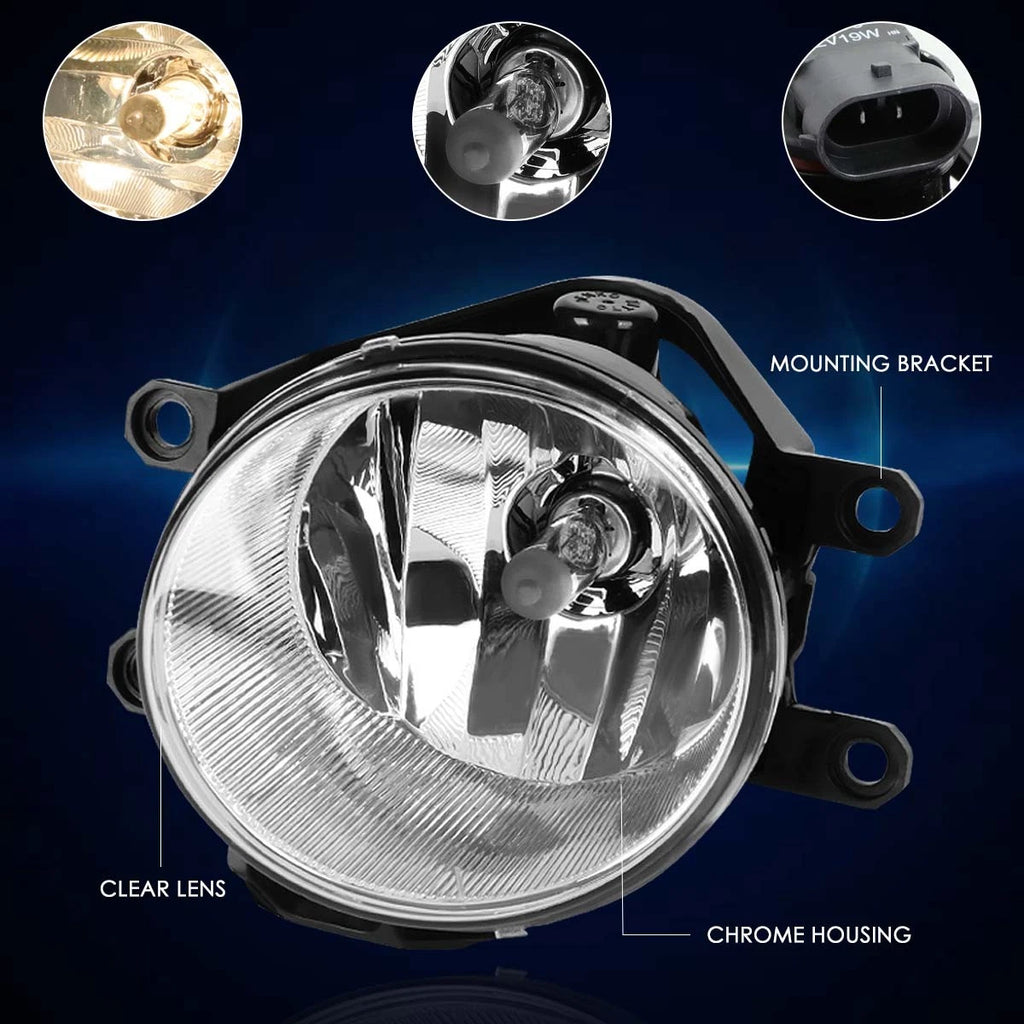 Clear Lens Front Fog Lights + Switch Pair for Corolla/Highlander/Tacoma (2014–2016)
