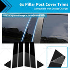 6x Gloss Black Pillar Post Cover Trims for Dodge Charger (2006–2010)