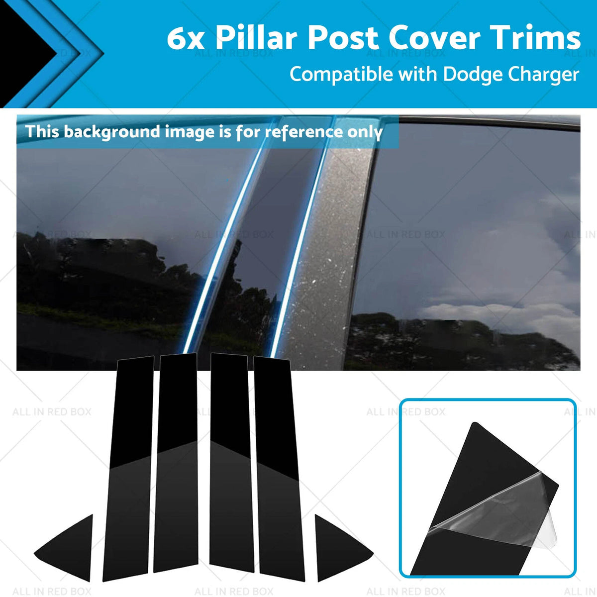 6x Gloss Black Pillar Post Cover Trims for Dodge Charger (2006–2010)