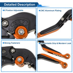 Short Long Brake Clutch Levers for Suzuki Hayabusa GSXR1300 (2008–2020) Black Orange
