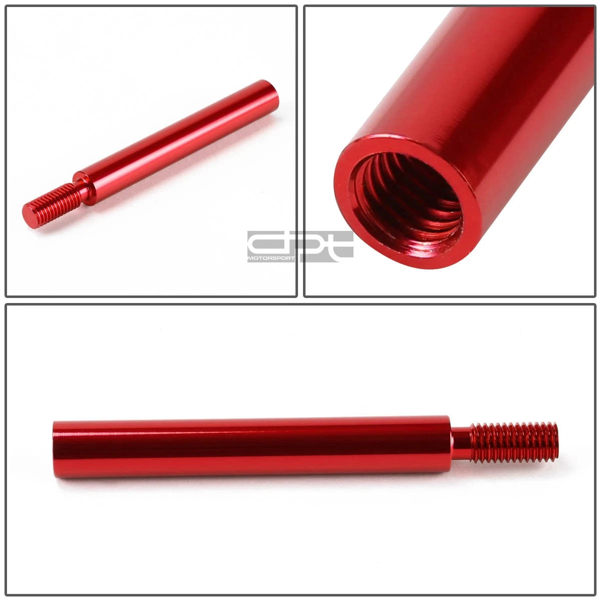 M10 X 1.5 Red Aluminum MT Stick Shifter Lever/Shift Knob 3.75" Extension