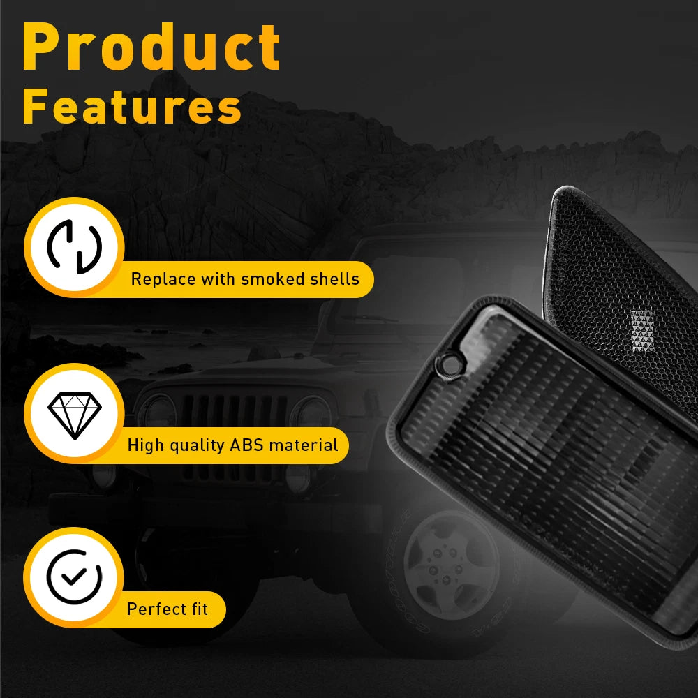 Smoked LED Side Fender Front Marker Signal for Jeep Wrangler TJ (1997–2006)