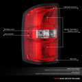 Driver Side Taillight for GMC Sierra 1500 (2014–2015) OE Chrome Red Lens