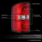Driver Side Taillight for GMC Sierra 1500 (2014–2015) OE Chrome Red Lens