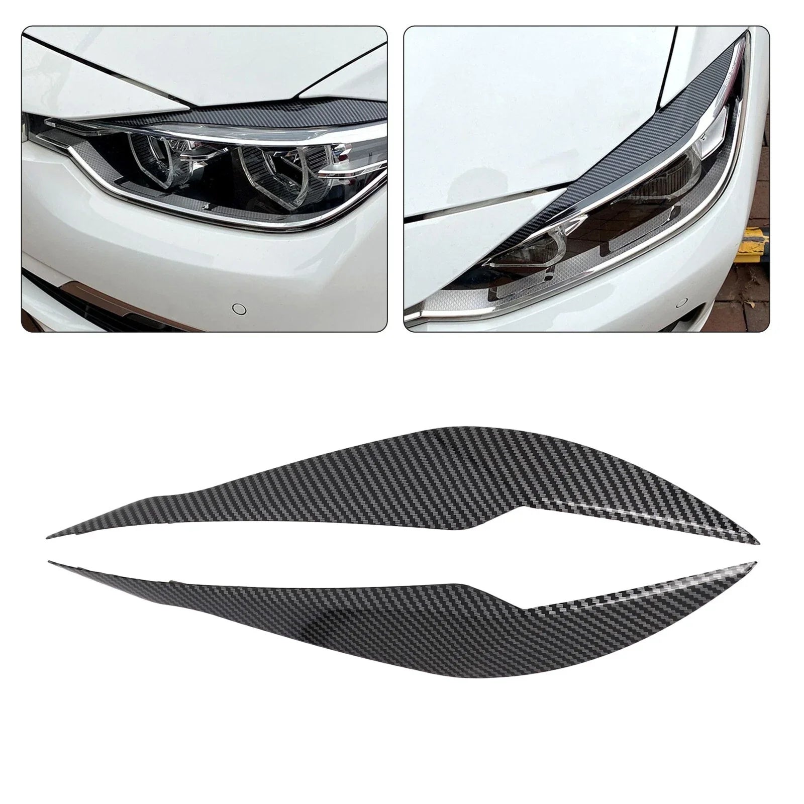 Carbon Black Eyelid Headlight Cover Set for F30 Sedan (2012–2018)