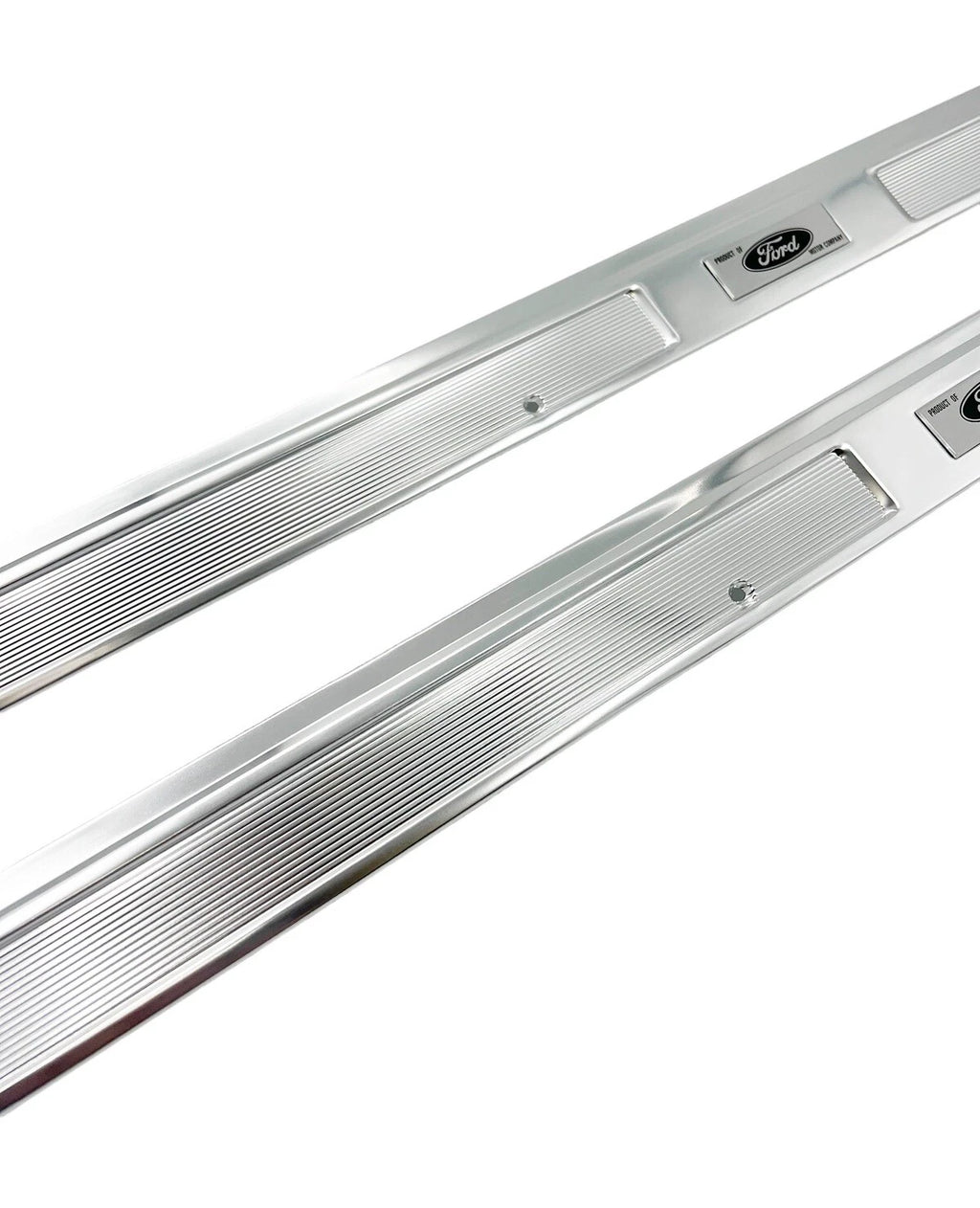 Door Sill Scuff Plates with Black Decals for 1969–1970 Ford Mustang