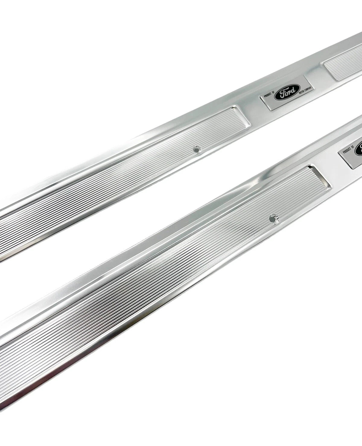 Door Sill Scuff Plates with Black Decals for 1969–1970 Ford Mustang