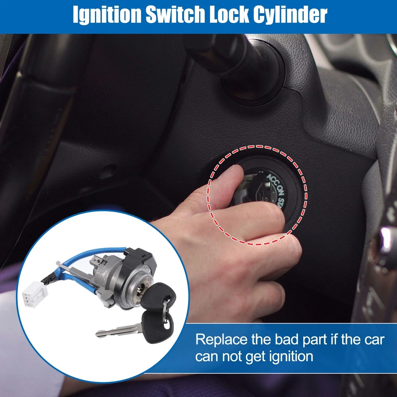 Ignition Switch Lock Cylinder w/ 2 Keys for Hyundai Elantra (2001-2006)