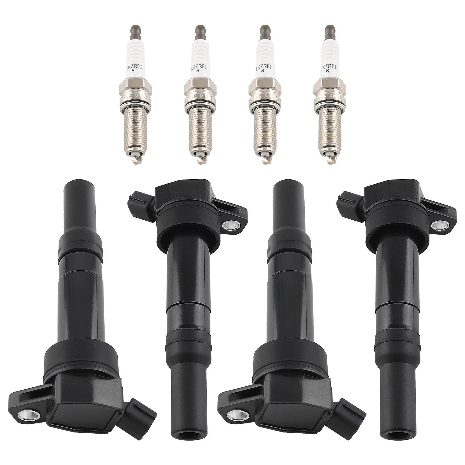 Set of 4 Ignition Coils + Spark Plugs for Hyundai Elantra Kia Forte Soul (2011–2018)