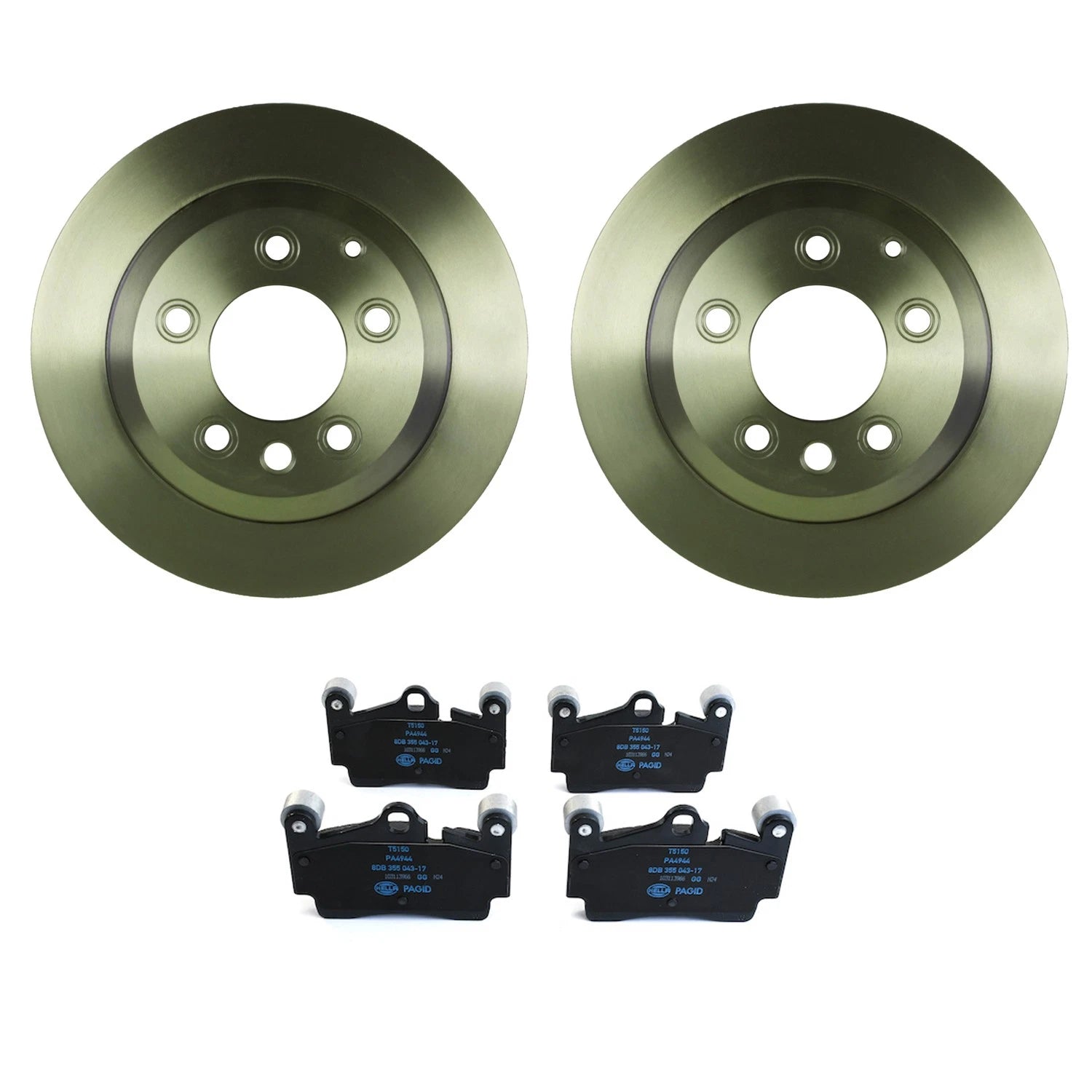 Bosch QuietCast Rear Rotors & Hella Low-Met Disc Brake Pad Kit for Cayenne Touareg (2003–2010)