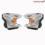 Set of 2 Halogen Headlight Assemblies for Ford F-150 (2018–2020) Chrome Clear