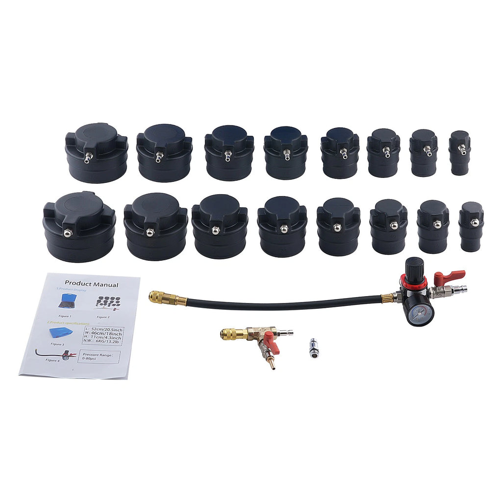 Turbo System Leakage Tester Kit for Turbocharged Vehicles (19 Pcs)