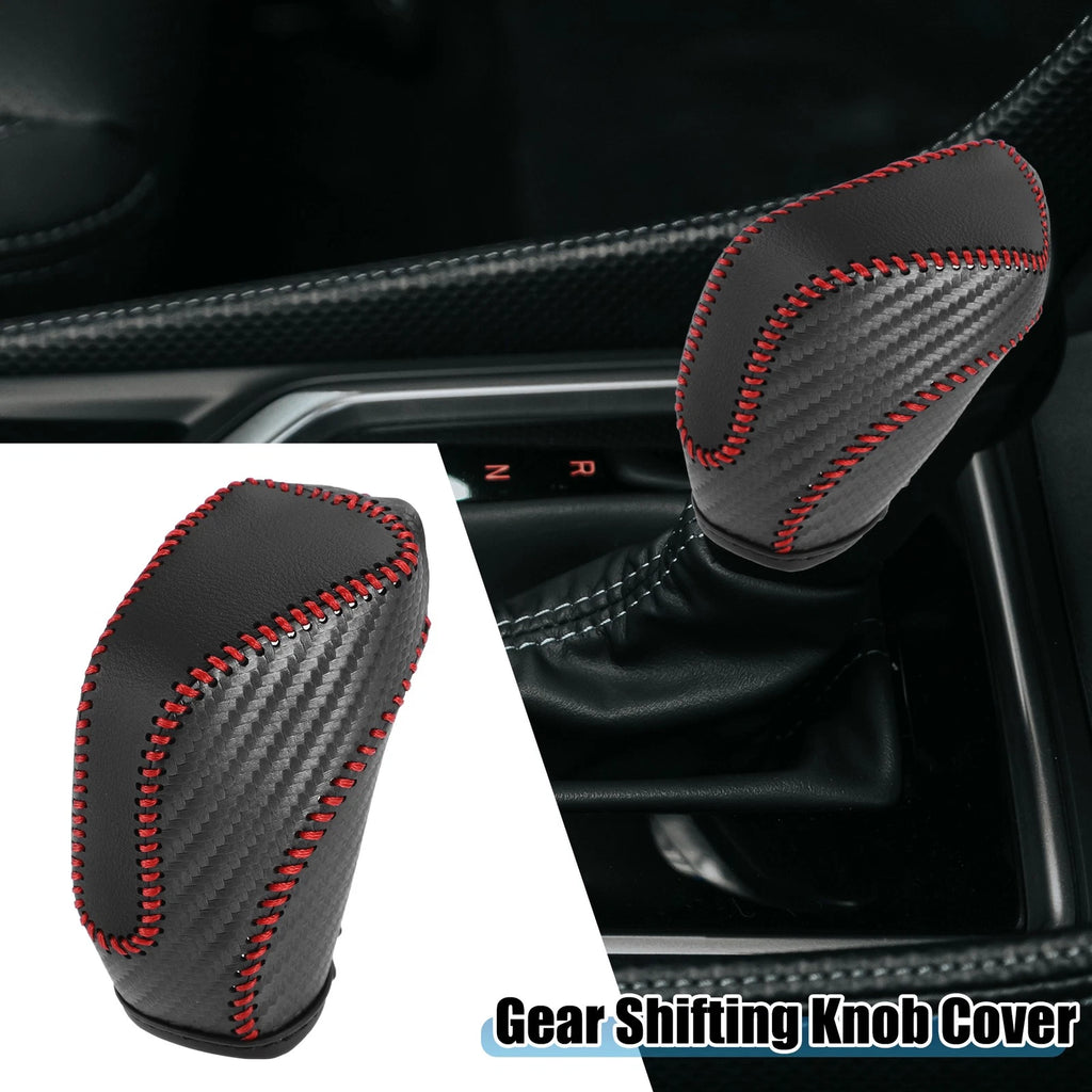 Gear Shifting Knob Cover for Subaru Crosstrek (2018–2023) Black Red Stitches