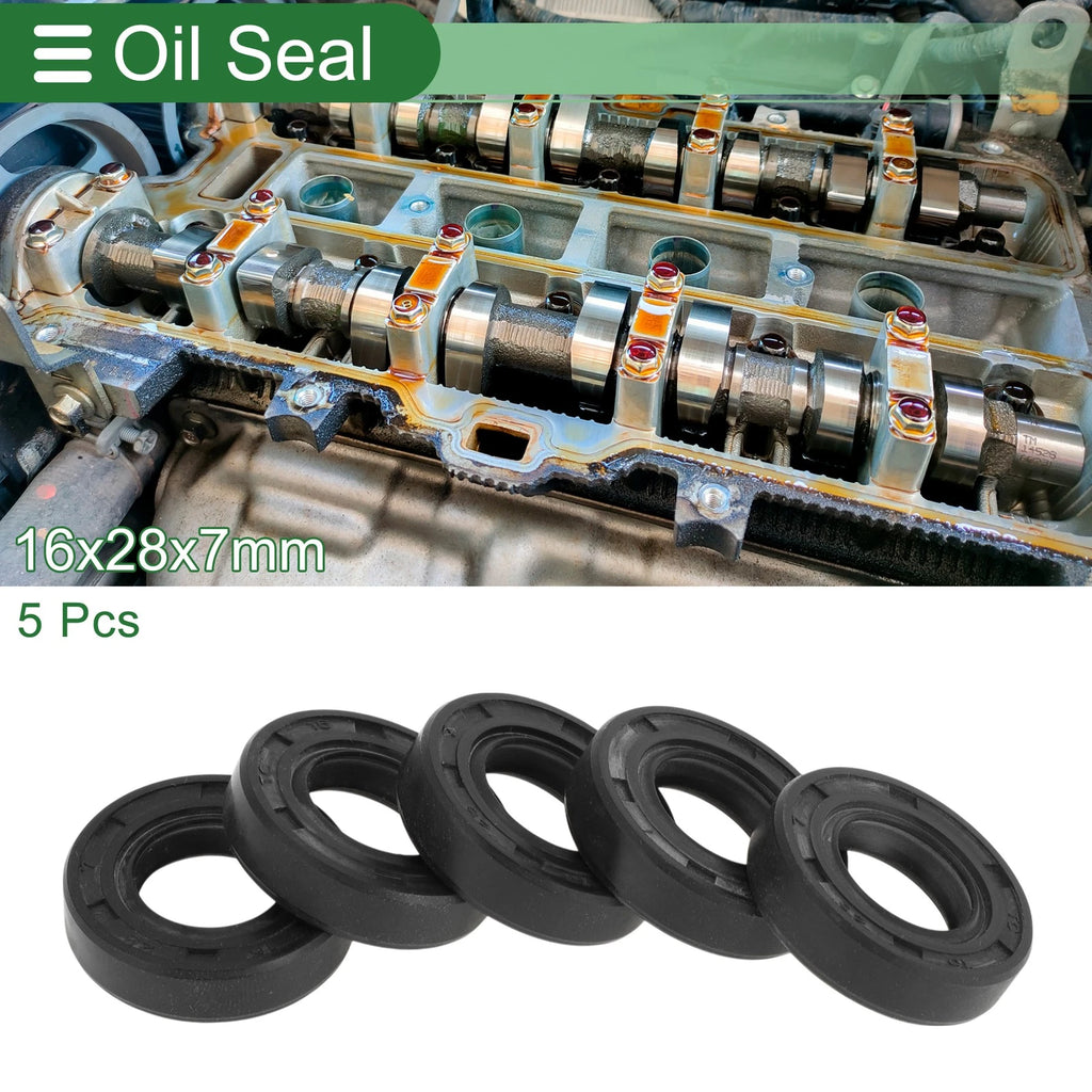 Set of 5 Oil Seal Ring 16x28x7mm NBR Rubber for Various Models 