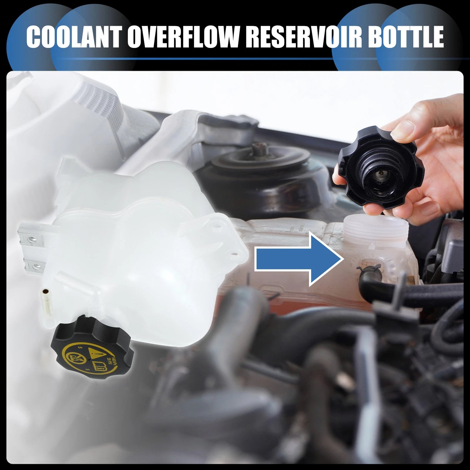 Set of 1 Coolant Expansion Overflow Tank w/ Cap No. 95992466 for Chevrolet Beat (2010–2019)