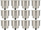 12 Pack Stainless Steel Cup Drink Holder with Drain for Marine Boat RV Camper