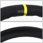 NRG 35cm Deep Dish Leather Steering Wheel with Yellow Stripe for Universal Fit (2010–2023)