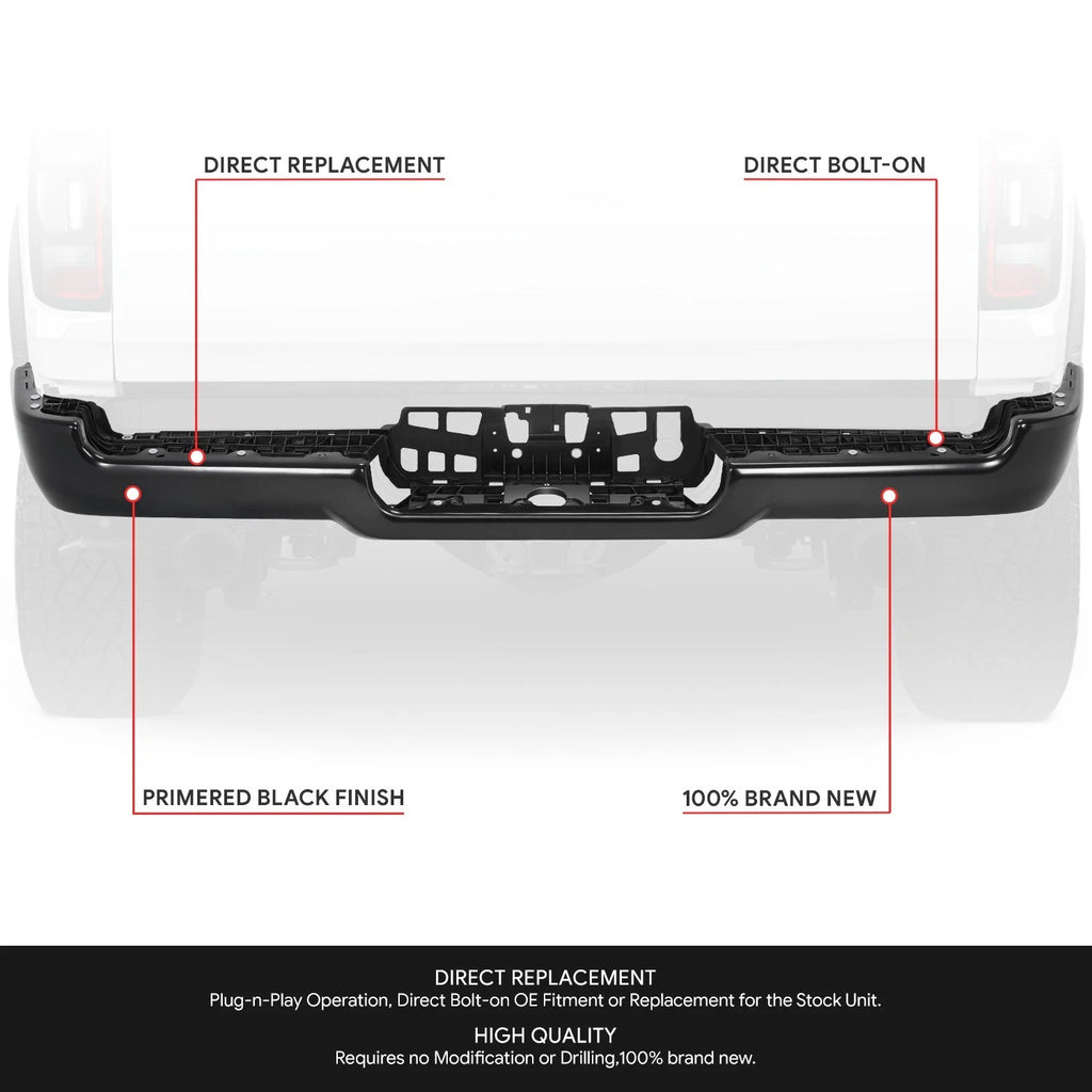 Metal Rear Bumper Face Bar for Ram 1500 (2019–2024) Black