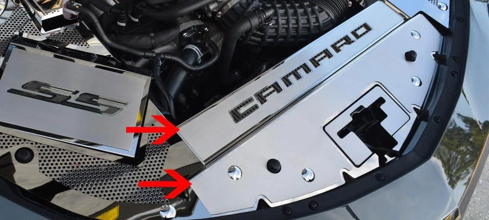 Brushed Front Header Plate with Black C-Fiber Vinyl for 2016–2020 Camaro