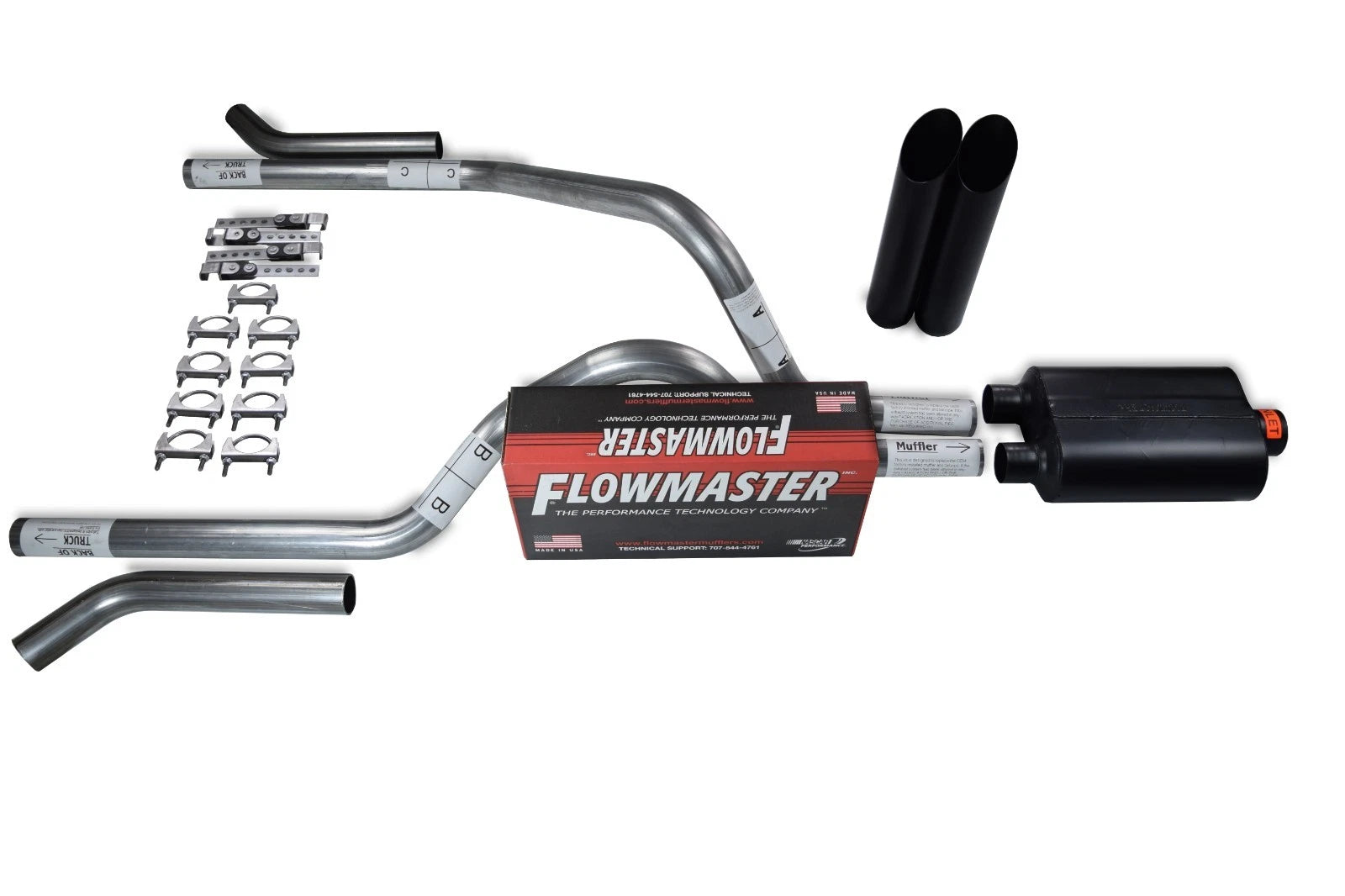 2.5" Dual Exhaust Kit for Dodge Dakota (1997–2005) - Flowmaster Super 40 Black
