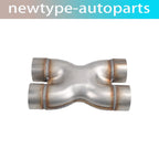 3" Dual In/Out Stainless Steel X-Pipe Muffler Exhaust Tip for Universal
