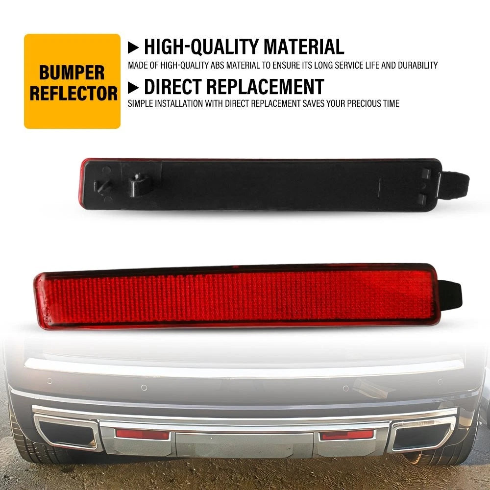 Pair Red Lens Rear Bumper Reflector for Cadillac SRX, Chevy Traverse, GMC Acadia (2010–2016)