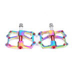 Waterpro MTB Pedals for MTB DH XC (L7U, 3 Bearing, Aluminum, Electroplated Rainbow)