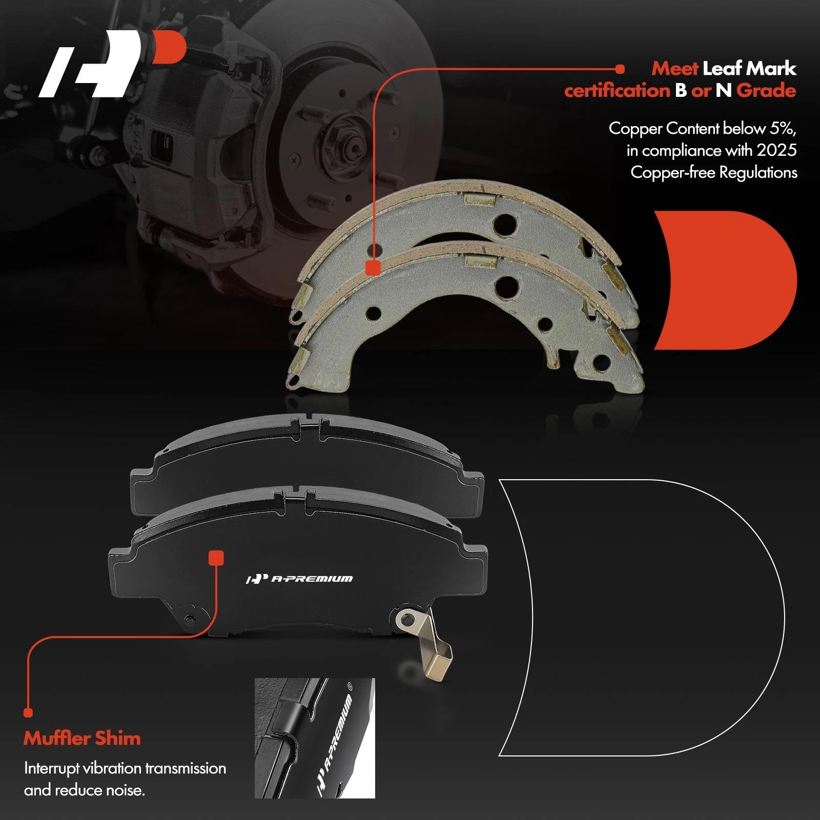 8x Front Ceramic Brake Pads for Honda Fit (2009–2013, 2015–2020)
