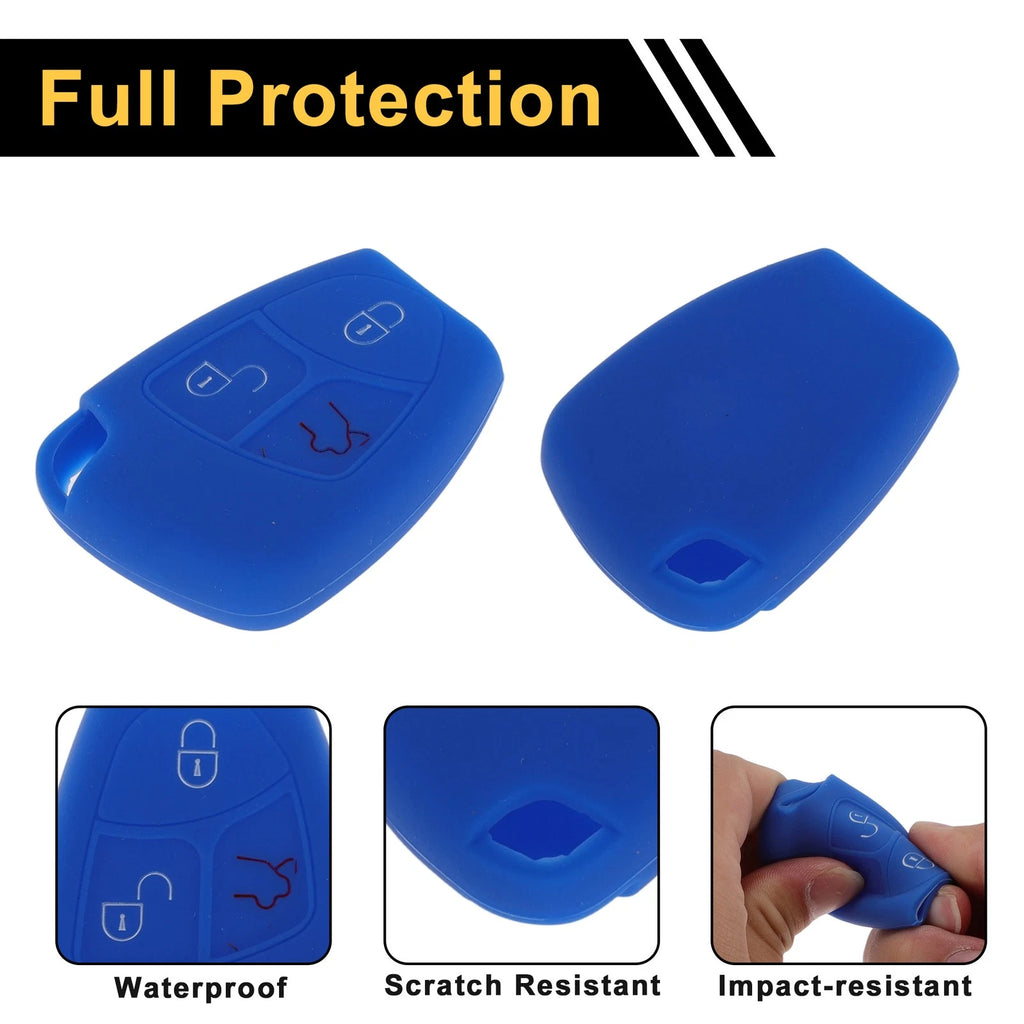 Blue Car Key Case for Mercedes-Benz C-Class (W203, W204, S203) - 3 Buttons