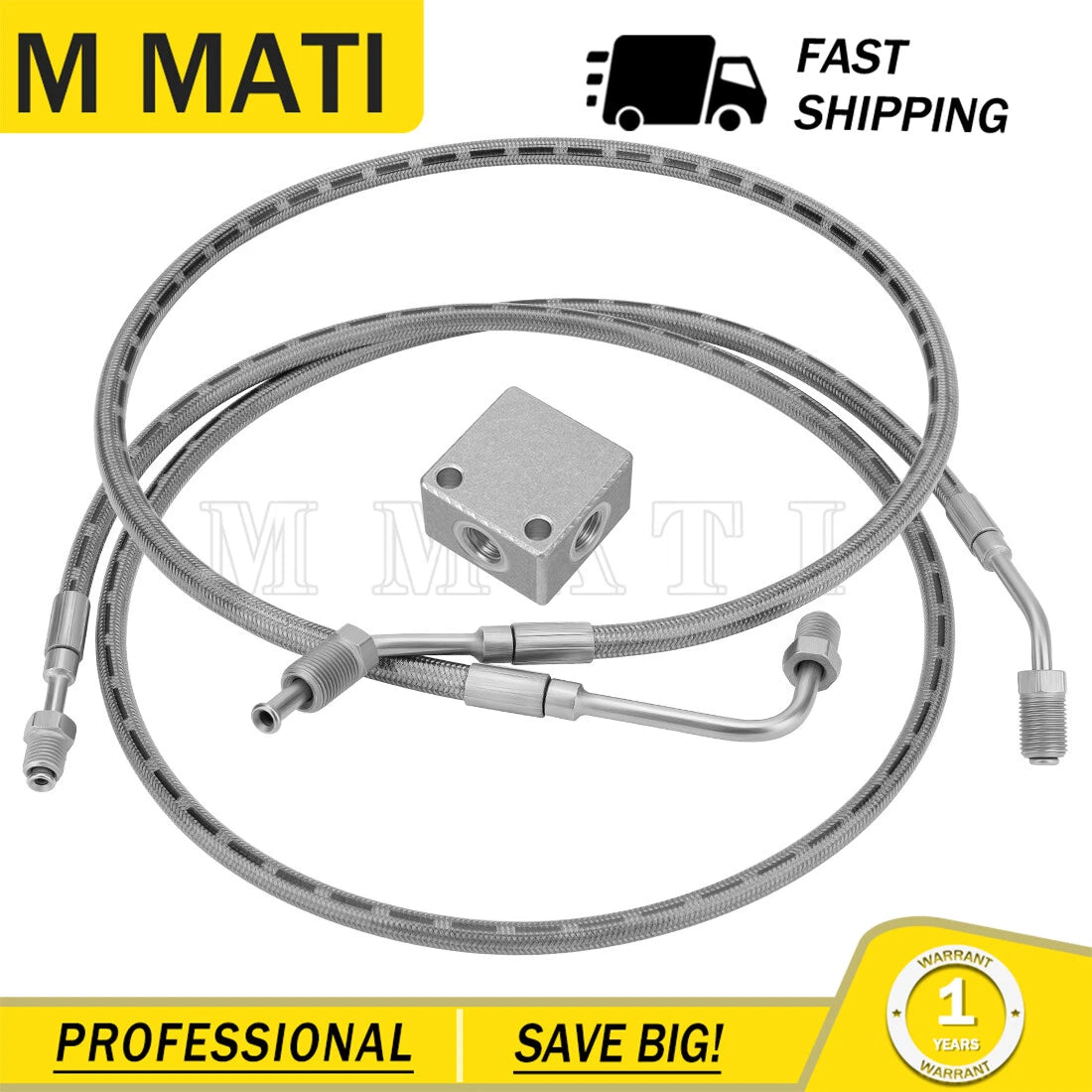 Set of 2 Rear Brake Hose Lines with Fitting for Polaris Ranger 425 500 (2006–2010)