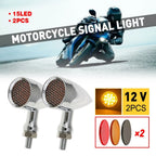 2X Chrome Amber LED Turn Signal Lights for Harley Motorcycle