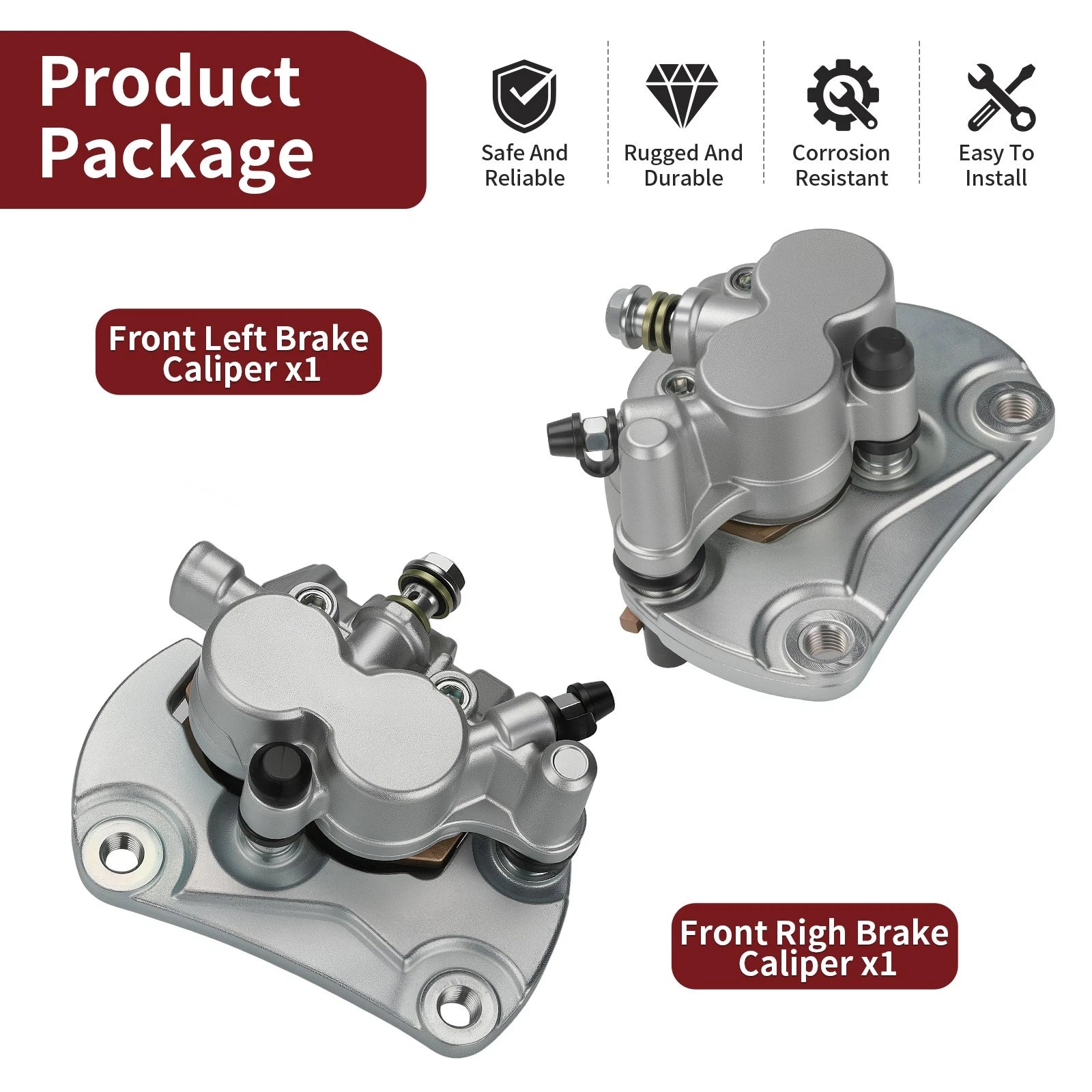 Front Brake Calipers & Pads for Can-Am Maverick 1000/1000R/Max 1000R (2013–2018)