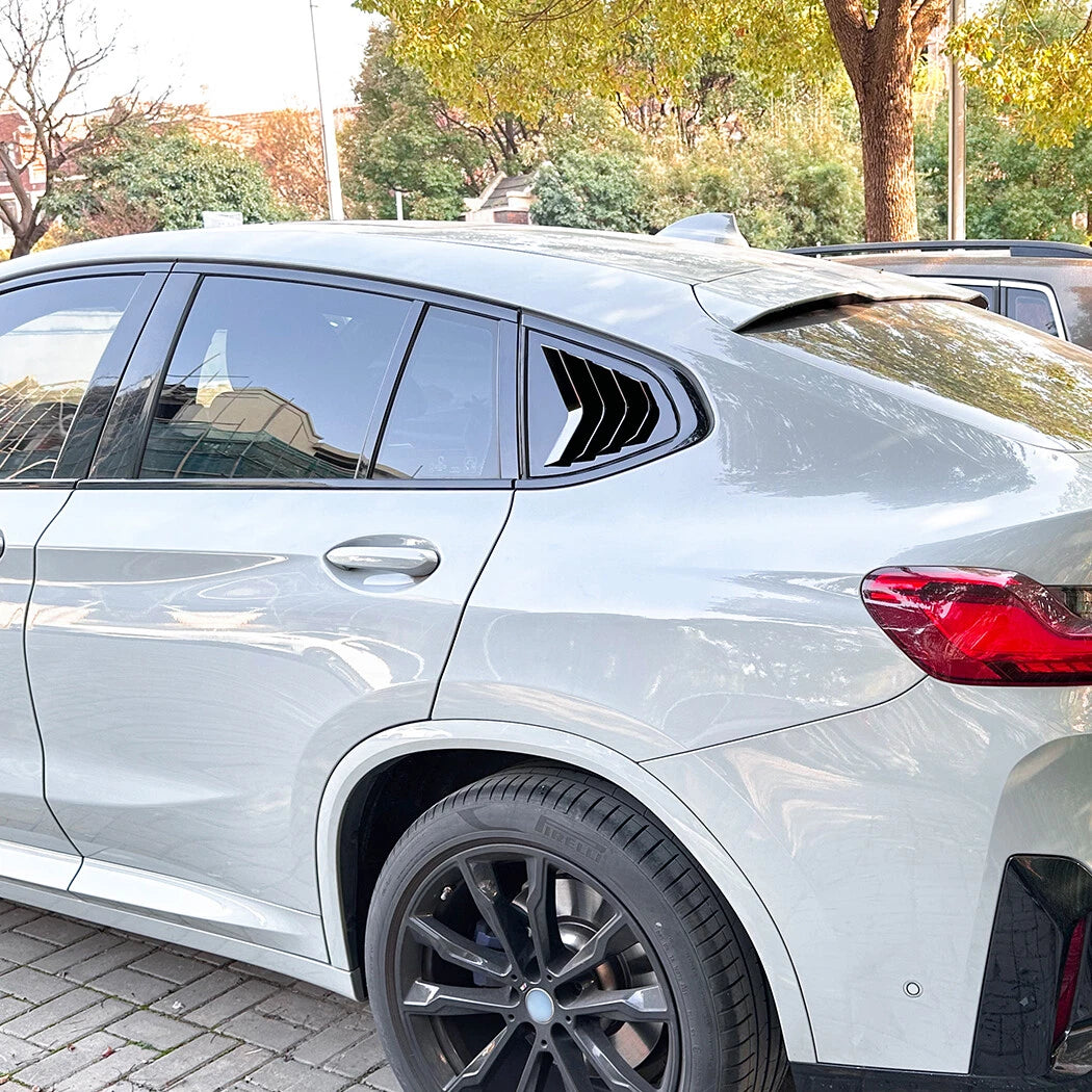 2X Gloss Black Side Window Louver Shutter Cover for BMW X4 G02 (2018–2024)
