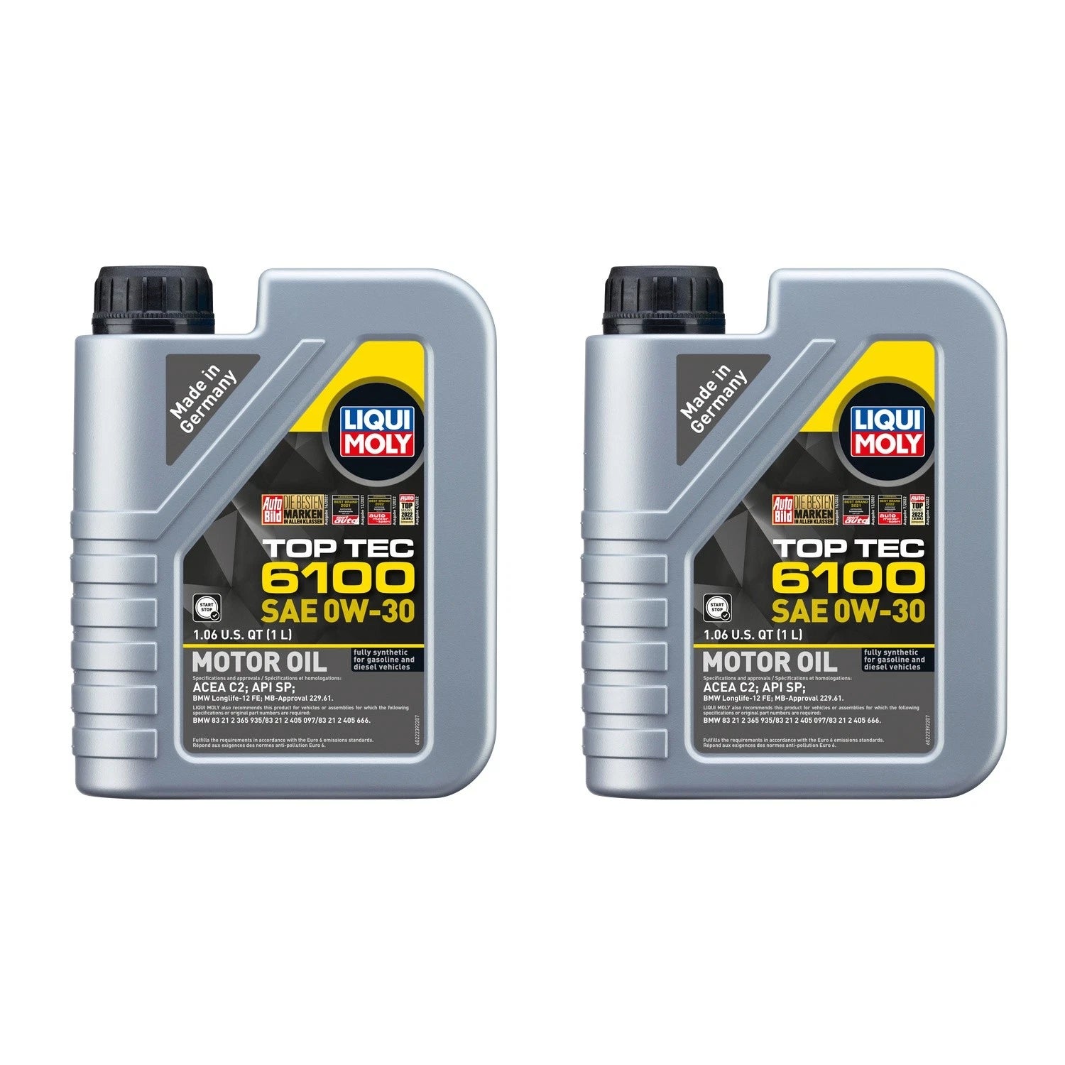 Set of 2 Liqui Moly Top Tec 6100 0W-30 Engine Motor Oil (2L)