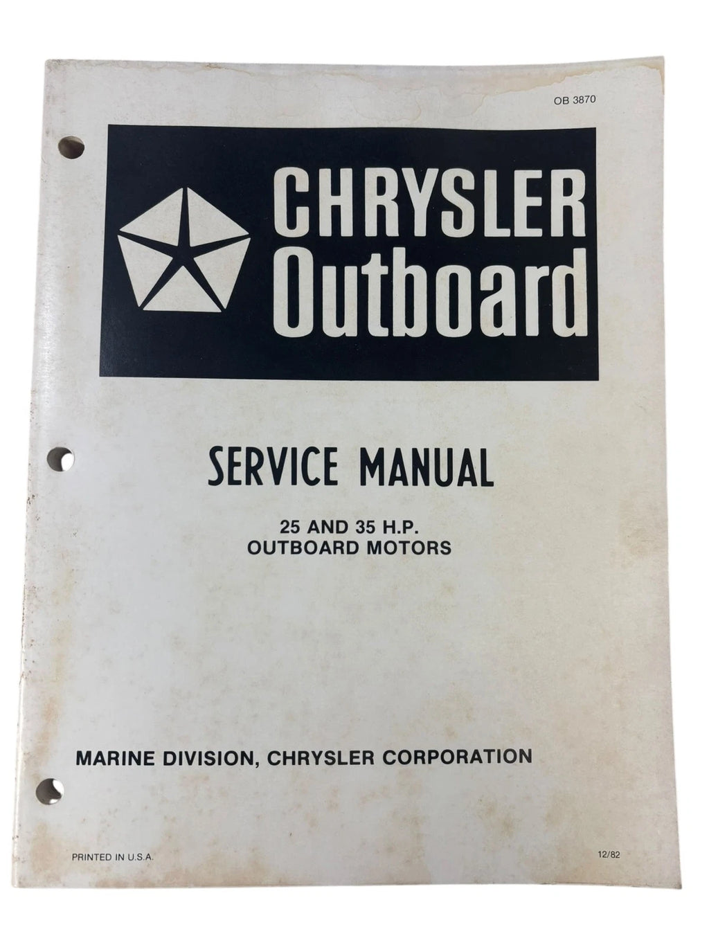 Service Manual for Chrysler Outboard OB 3870 (25/35 HP)