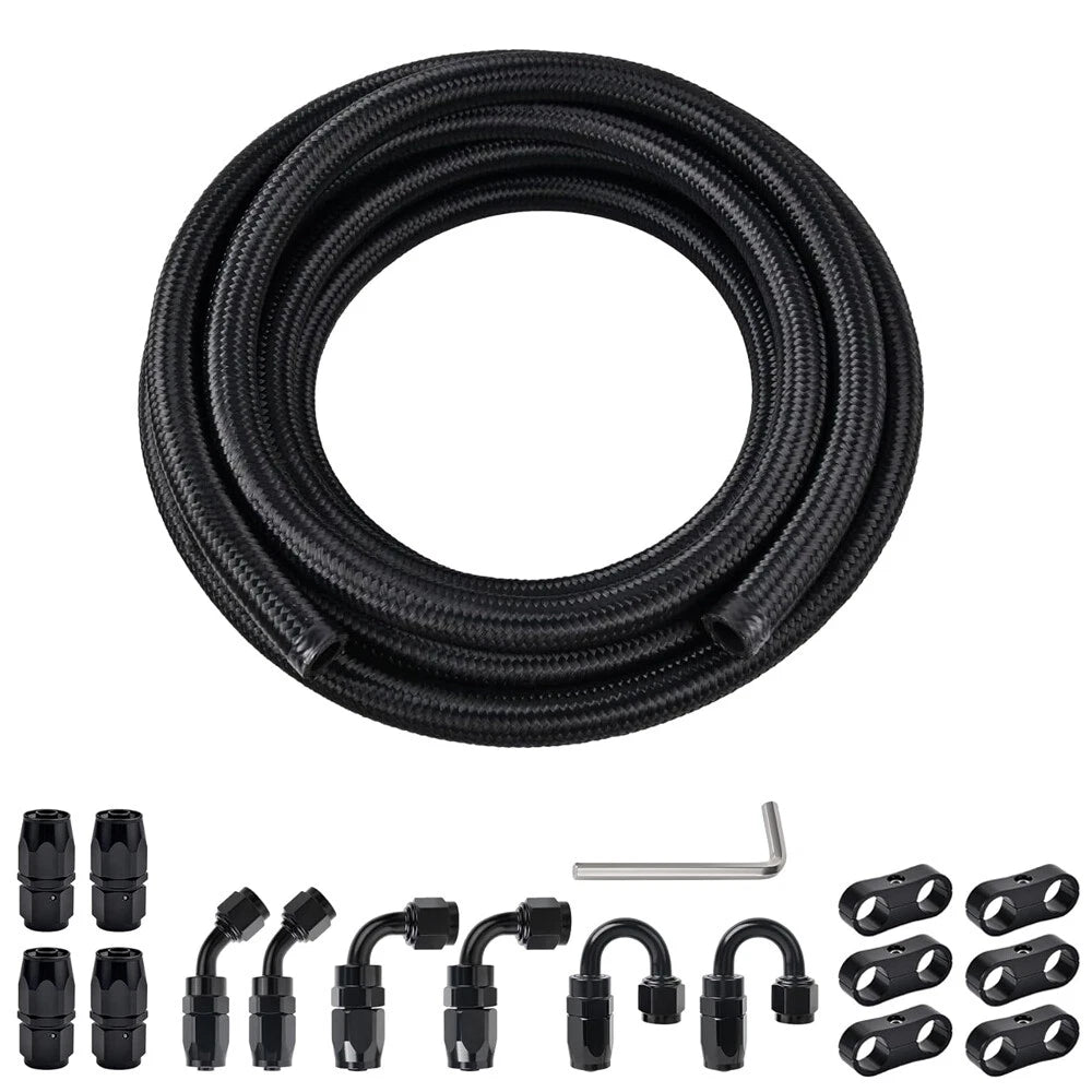 8AN Braided Nylon Fuel Line Kit for Universal Applications (10FT)