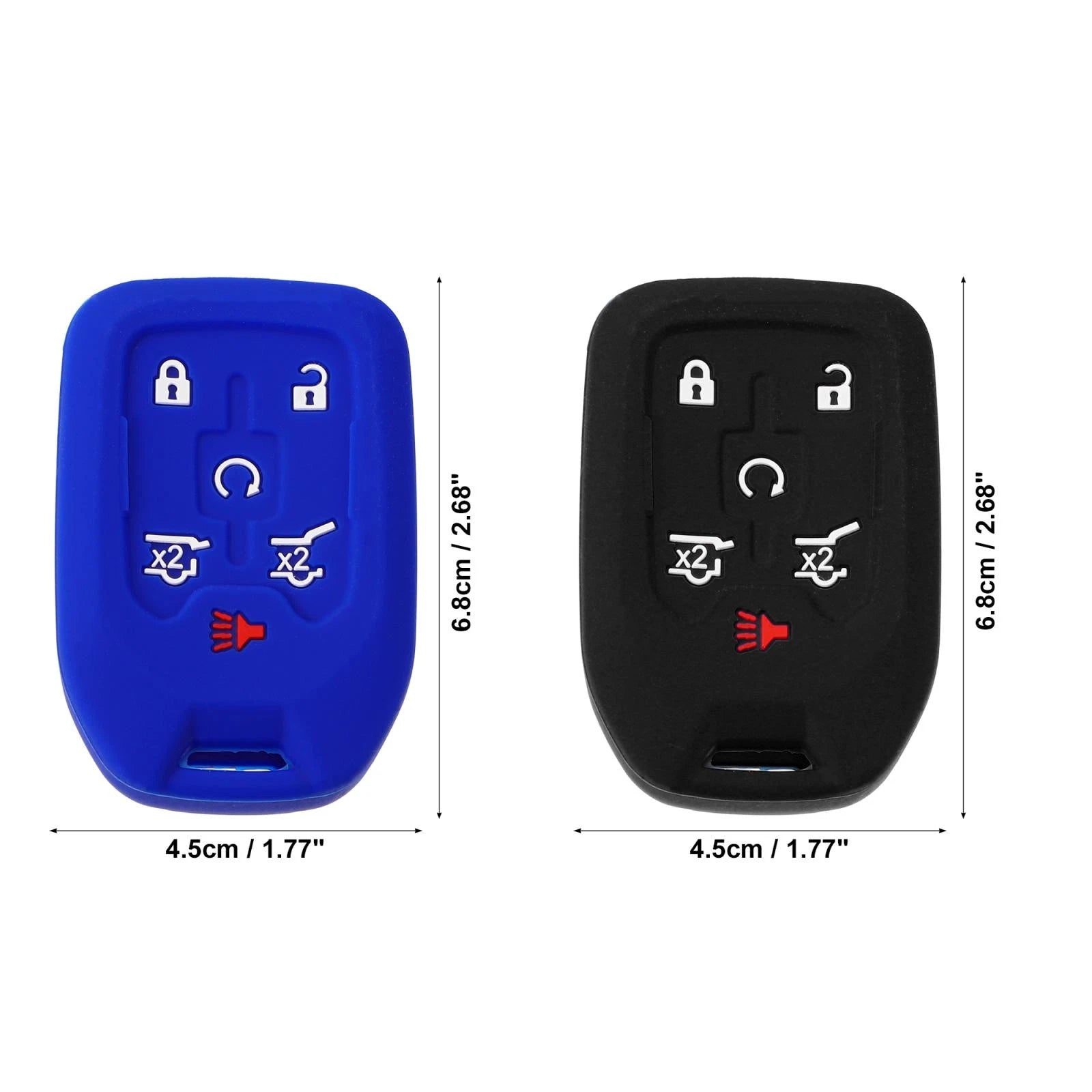 2X Silicone Key Fob Case Cover for Chevrolet Suburban (2015–2020) Black Blue