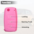Pink Silicone Key Fob Shell for Volkswagen GTI CC (3 Button)