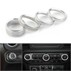 4 x Silver Air Conditioner Knob Ring Covers for Jeep Wrangler JL (2018-2020)