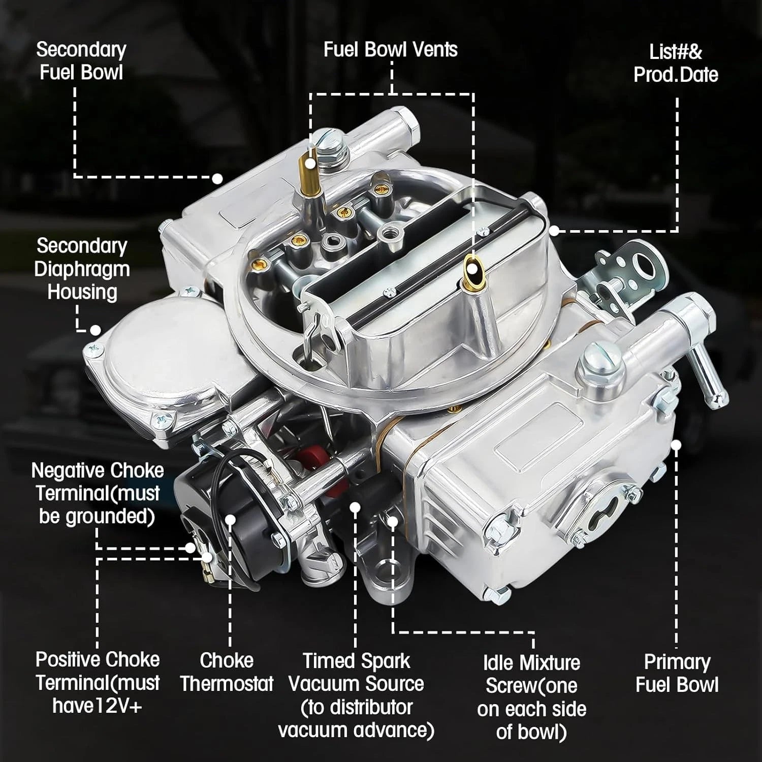 4 Barrel Carburetor for Holley 4160 (600 CFM, 0-80457S)