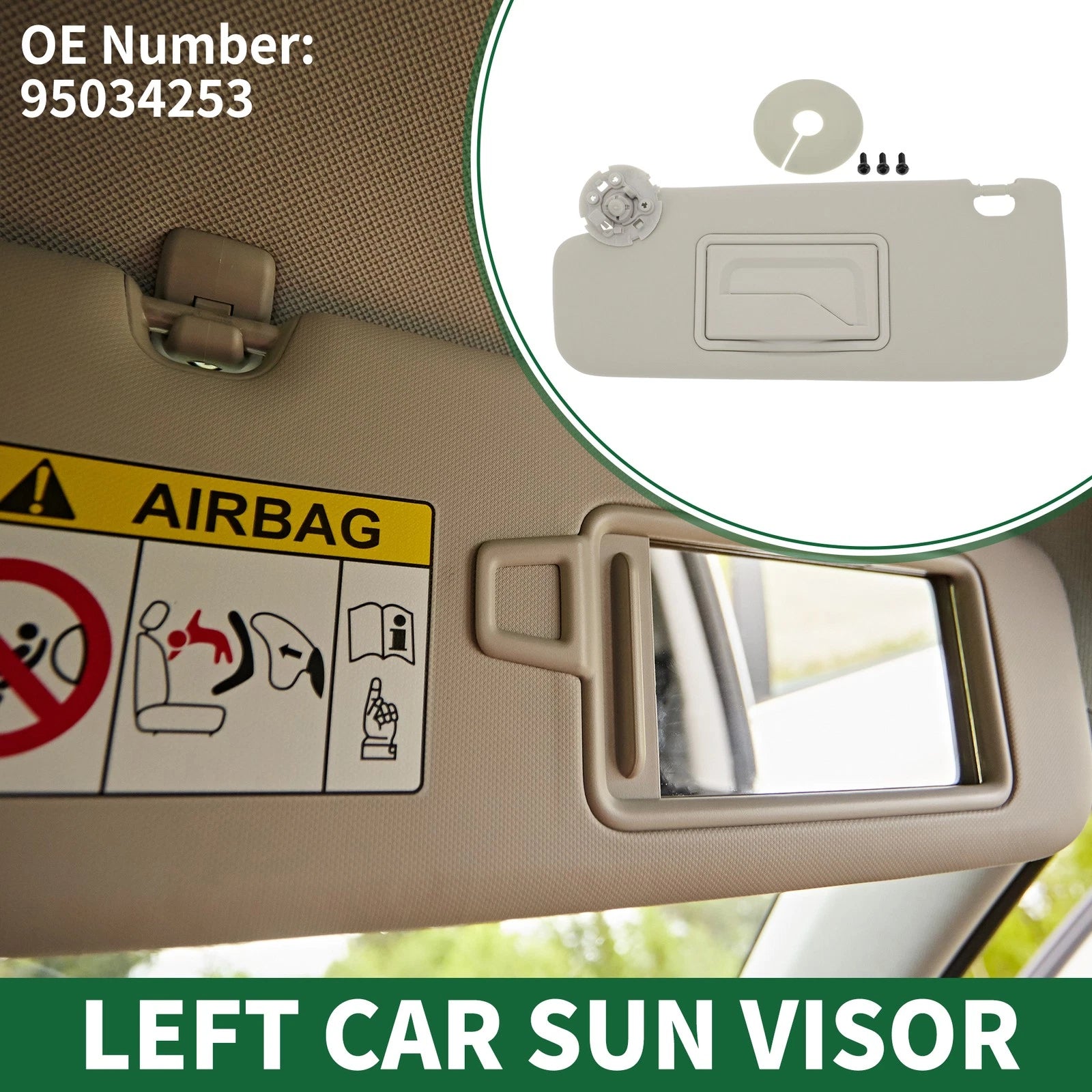 Left Sun Visor for Chevrolet Cruze (2011–2016) with Mirror No.95034253