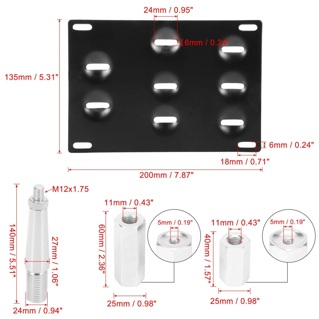 Bumper Tow Hook License Plate Mount Bracket Set for Mitsubishi Lancer (2008–2017)