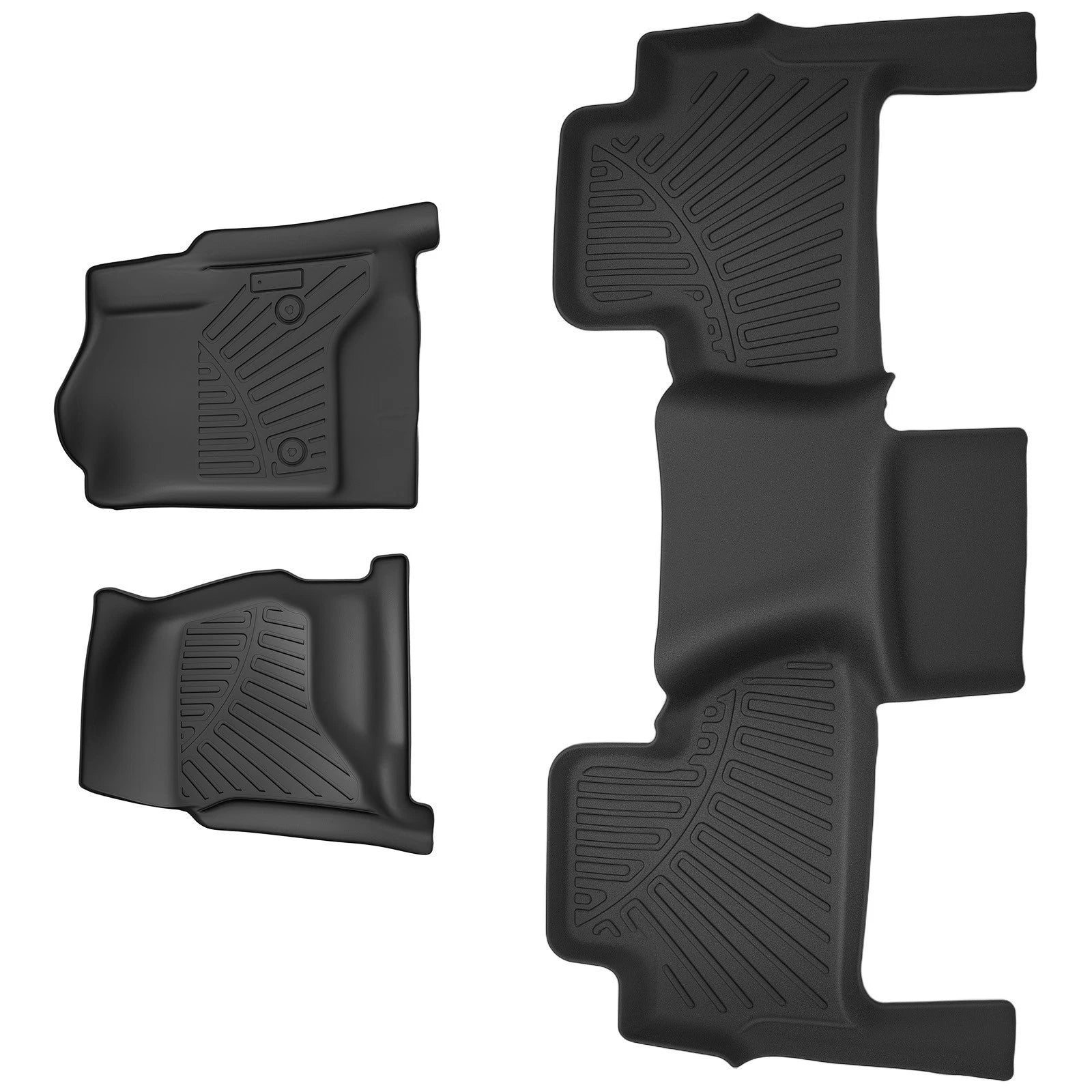 Set of 3 Rubber Floor Mats for Chevrolet Tahoe GMC Yukon (2015–2020) Black