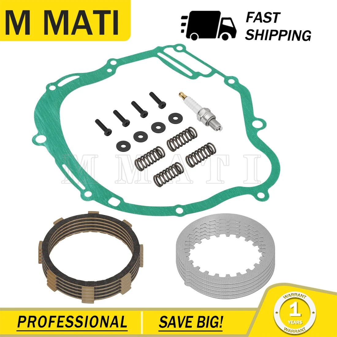 Clutch Friction Plates Kit for Yamaha TTR125 TTR125E TTR125L TTR125LE (2000–2023)