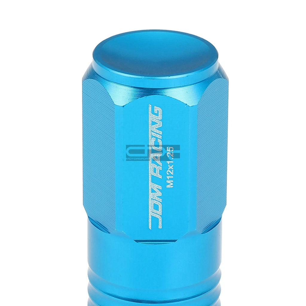 Set of 20 Closed End M12x1.25 50mm Tall Sky Blue Aluminum Lug Nuts
