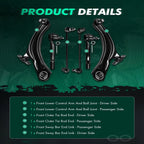 6x Front Control Arm Sway Link Tie Rod End Suspension Kit for Nissan (2008–2013)