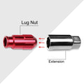20Pc M12X1.25 Red JDM Open End Bulge Spline Wheel Lug Nuts + Lock Key