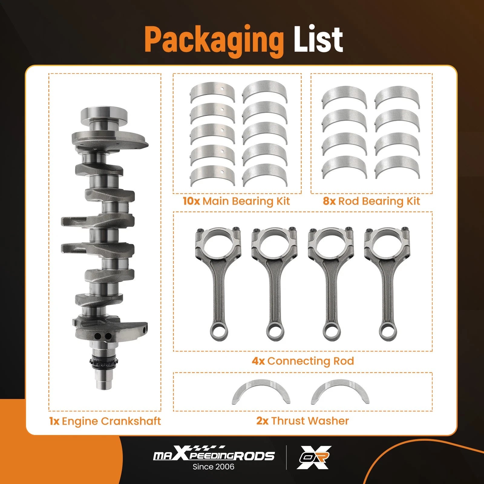 1.6L Engine Crankshaft Conrods & Bearing Set for Hyundai KIA (2012–2019)