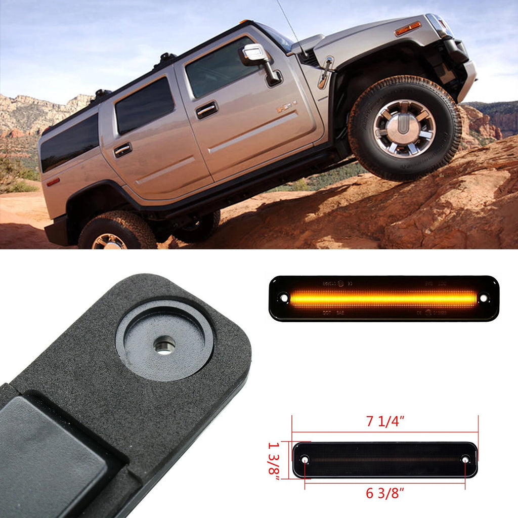 Set of 2 Front Amber LED Fender Side Marker Signal Lights for Hummer H2 (2003–2009)